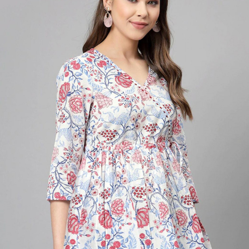 White and red longline wrap top